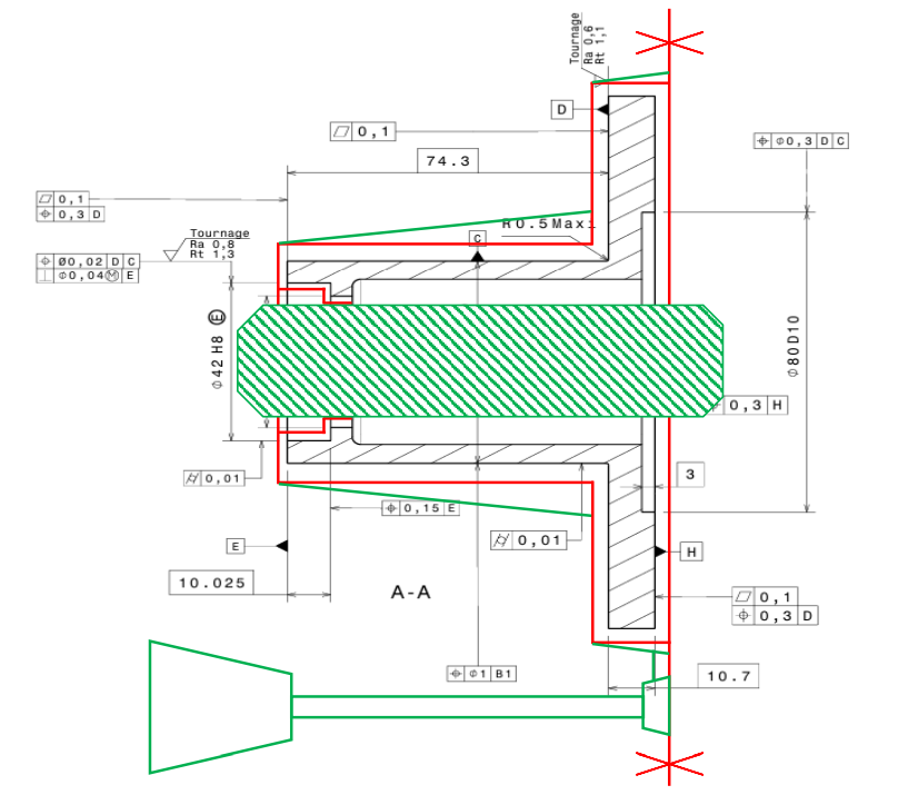 Parting line of the pump body